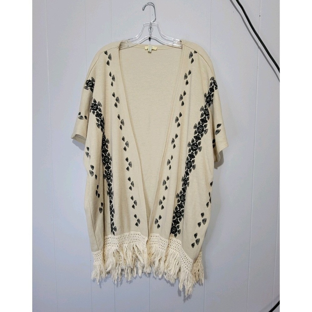 Kori Cream Kimono Sweater With Black Embroidered Detail Size‎ Large Women's